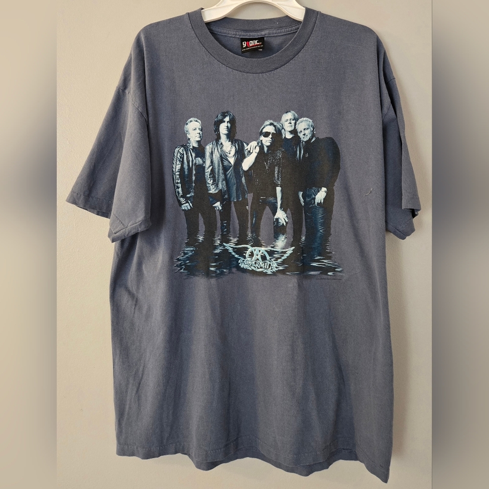AEROSMITH Just Push Play Gray 2001 World Concert‎ Tour Vintage T-Shirt, Size L